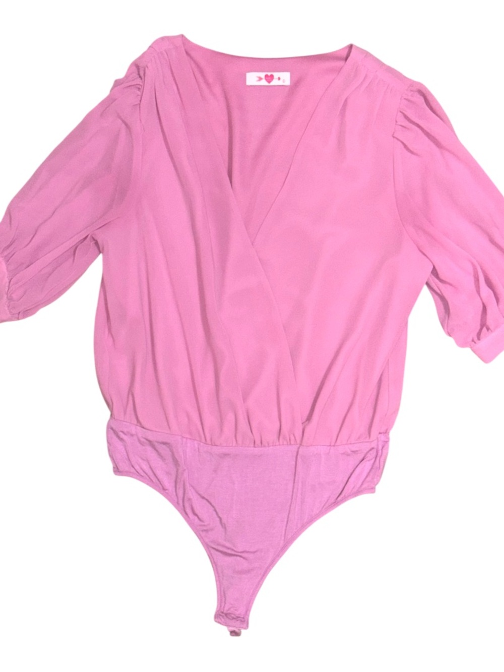Buddy Love Pink Surplice Bodysuit with Puff Sleeves